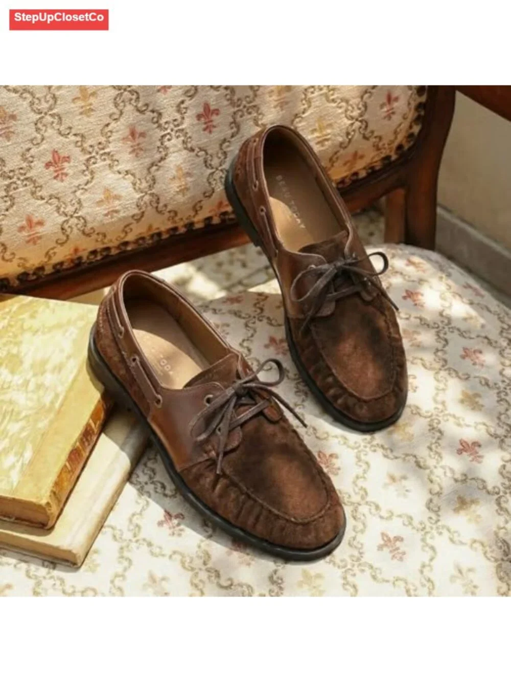 Women's Suede Loafer Flats Lace Up Casual Office Driving Shoes